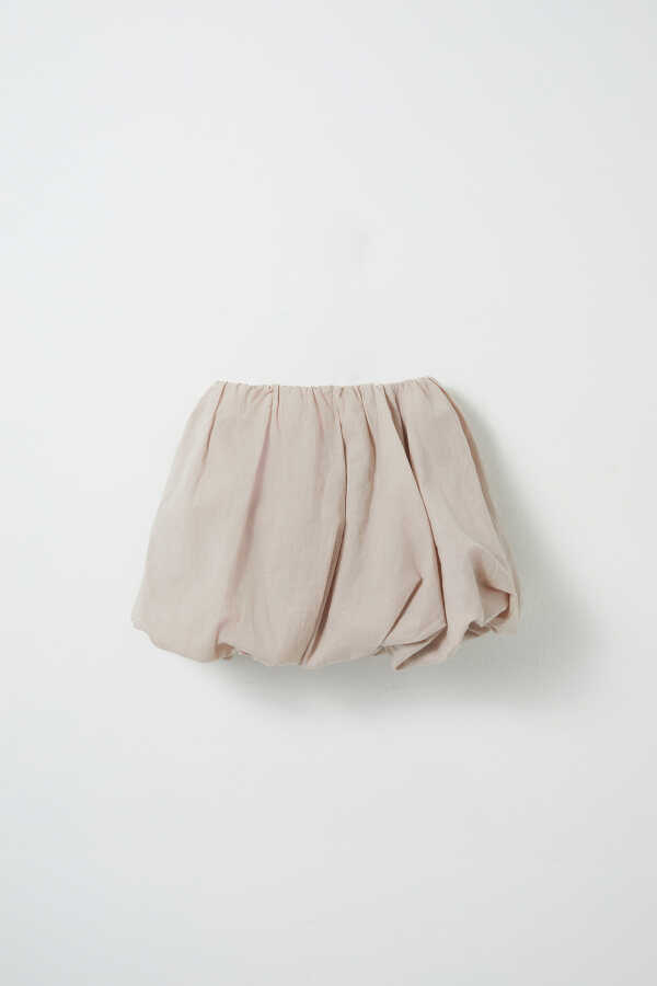 Beige Cotton Mini Balloon Skirt - 5