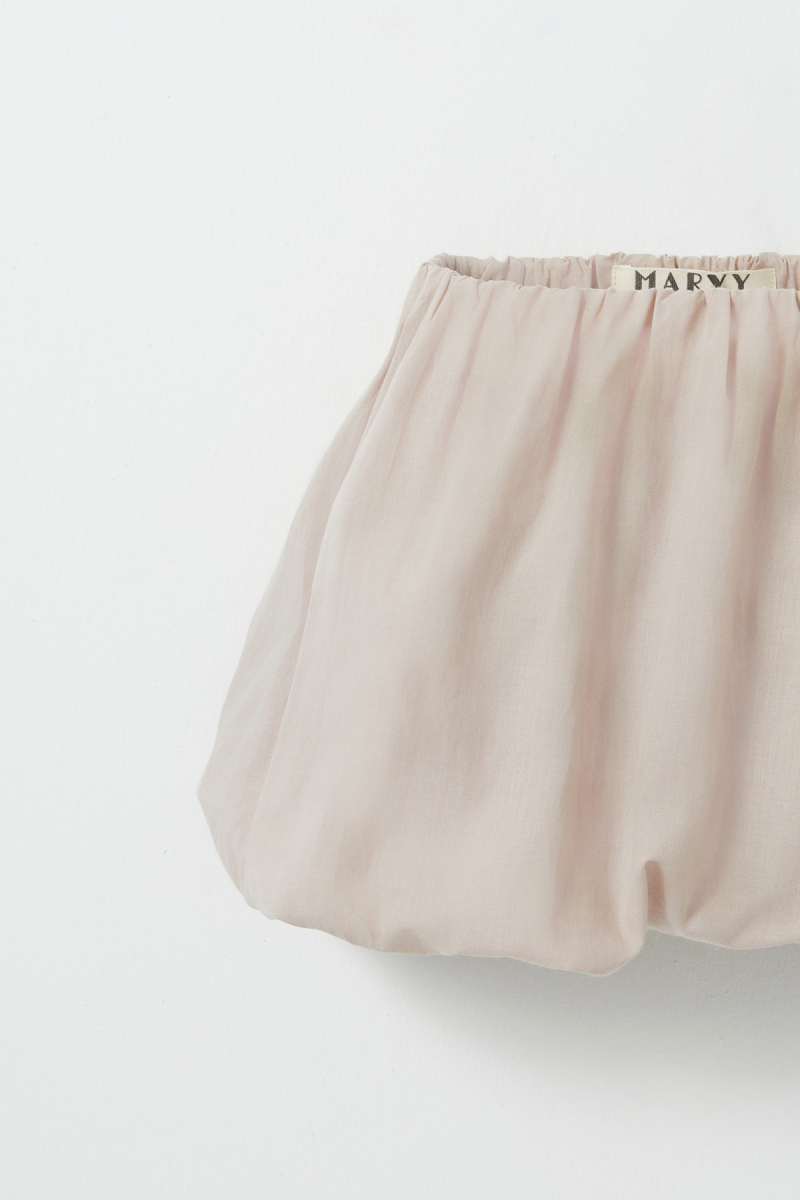 Beige Cotton Mini Balloon Skirt - 3