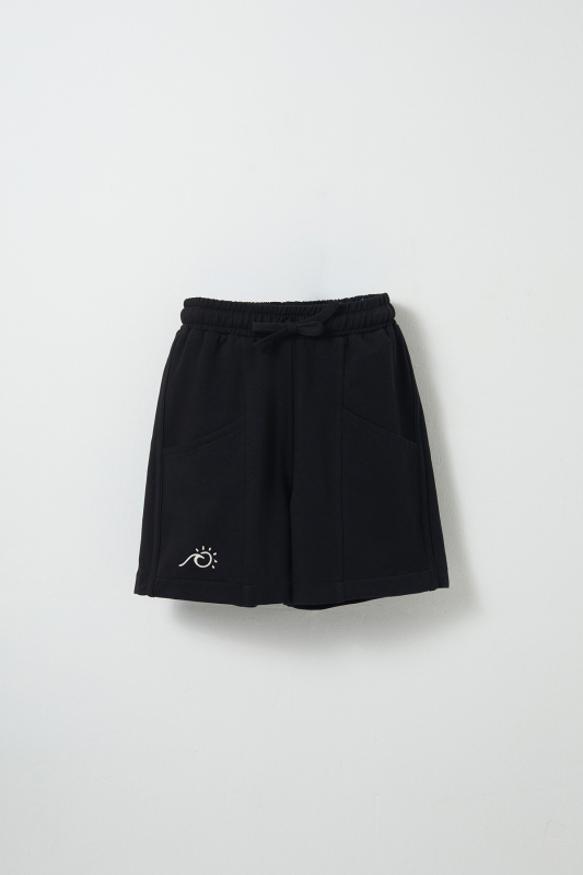 Black Embroidered Detailed Piping Bermuda Shorts 