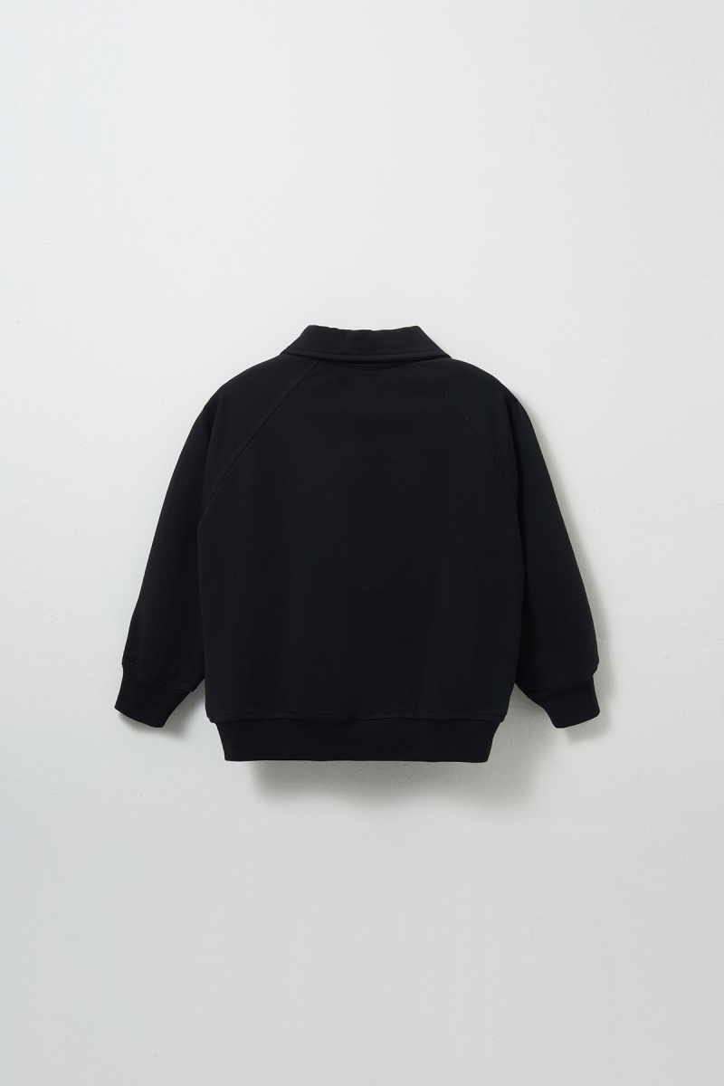 Black Embroidered Detailed Raglan Sleeve Sweatshirt - 3