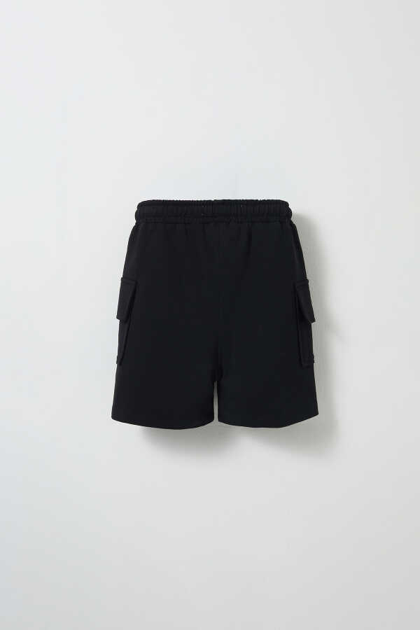 Black Pocket Flap Shorts - 3