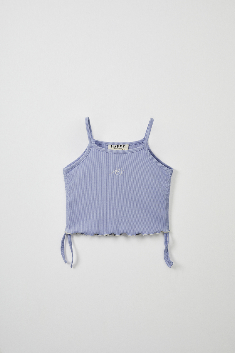 Blue Ribbed Strap Blouse - Mini Shorts - 1