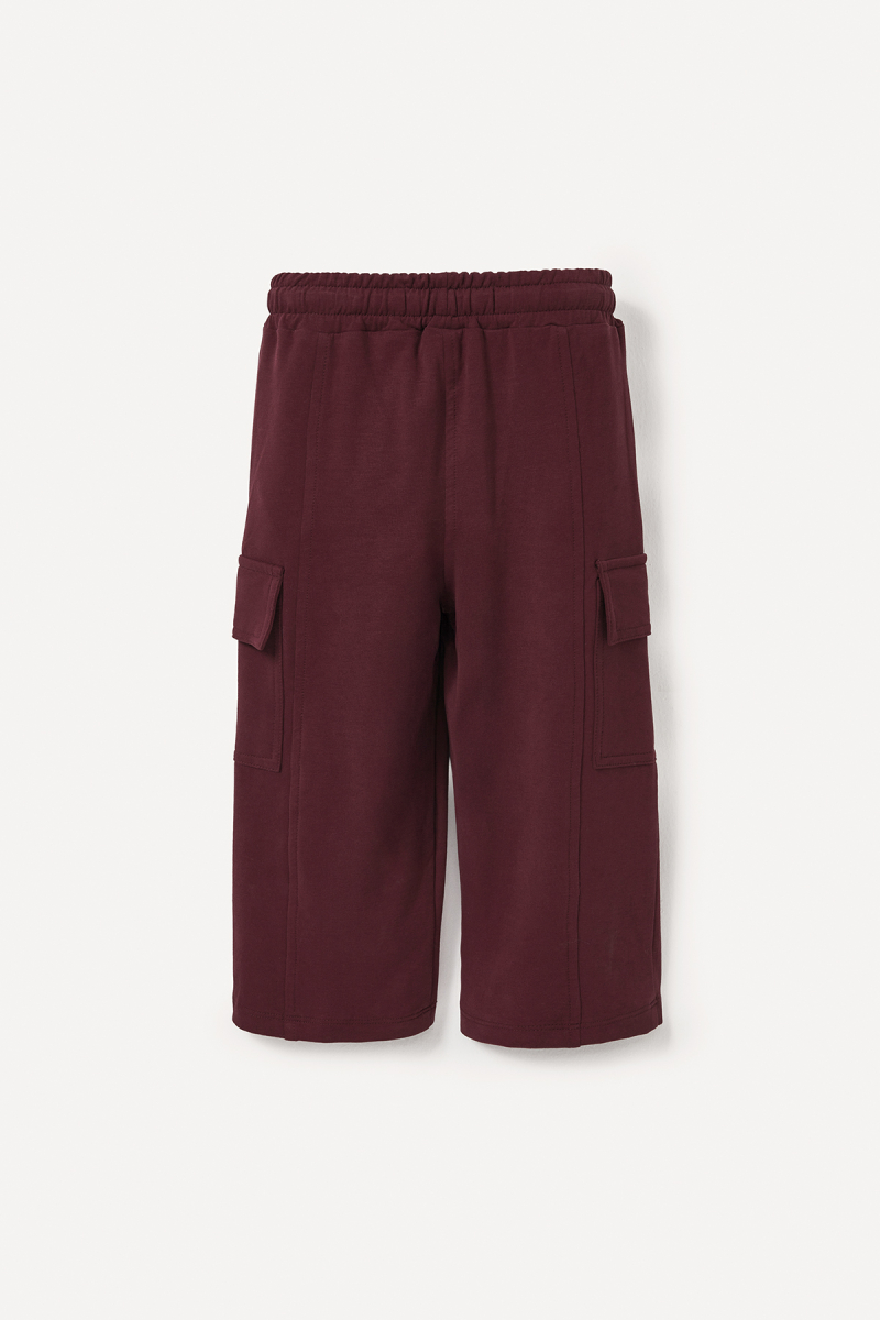 Bordo Kargo Cepli Nakışlı Pantolon - 4