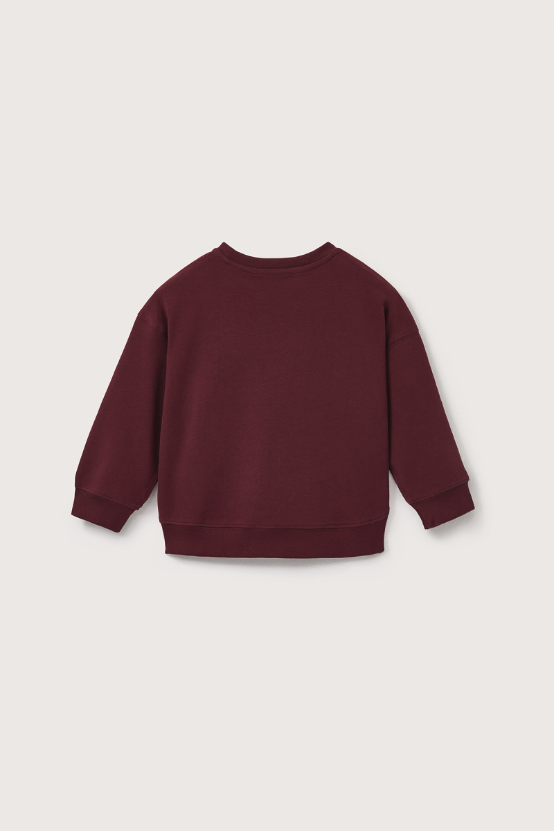 Bordo Oversize Nakışlı Sweatshirt - 6
