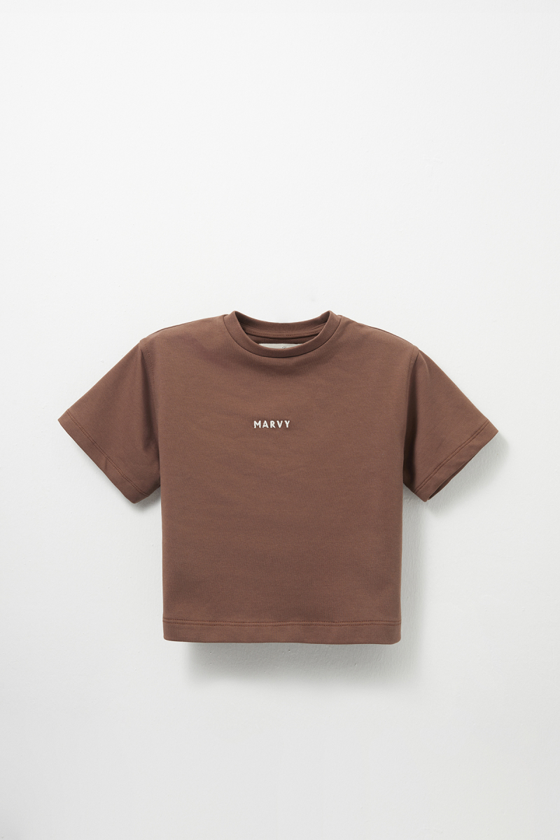 Brown Embroidered Detailed Oversize T-shirt - 1