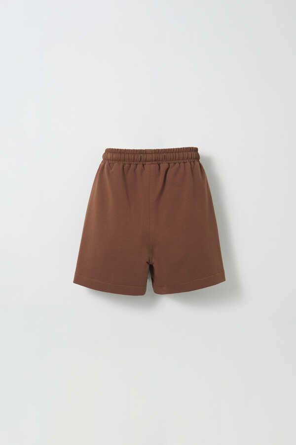 Brown Embroidered Detailed Piping Bermuda Shorts - 3