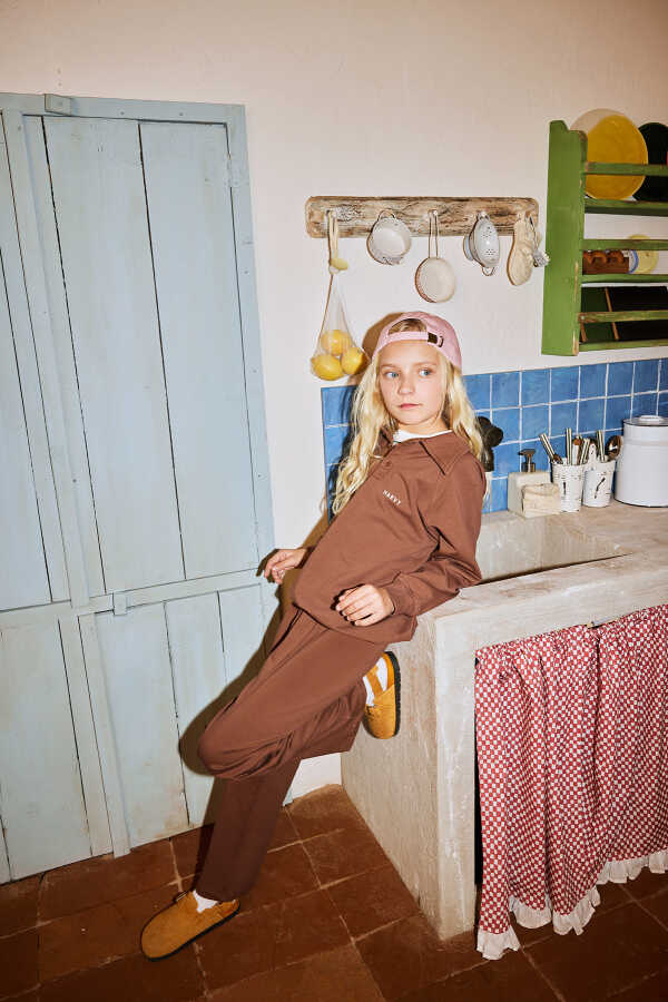 Brown Embroidered Detailed Raglan Sleeve Sweatshirt - 1