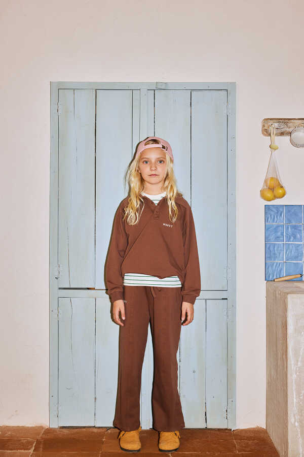 Brown Embroidered Detailed Relaxed Leg Trousers - 1