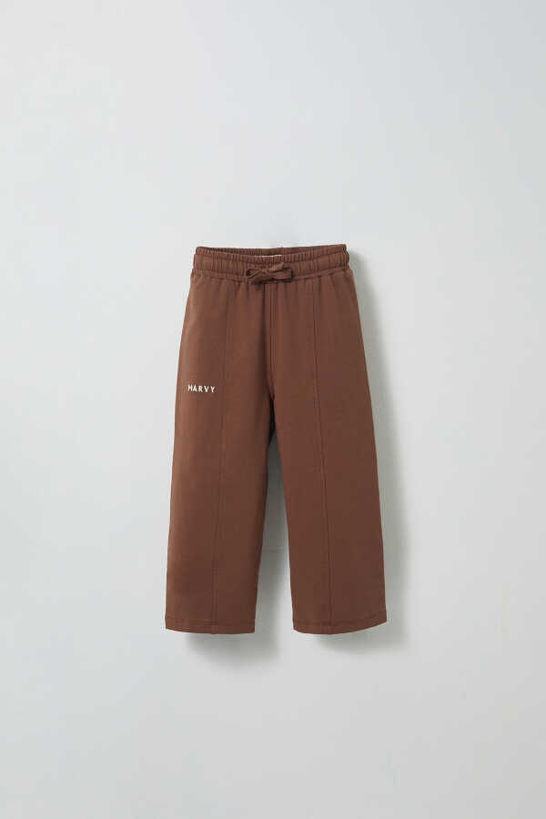 Brown Embroidered Detailed Relaxed Leg Trousers - 3