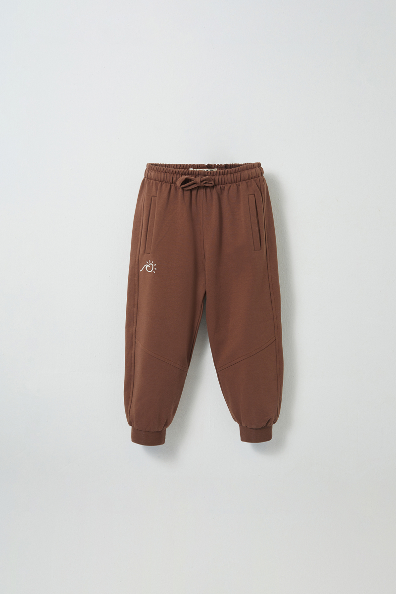 Brown Embroidery Detailed Jogging Trousers - 1