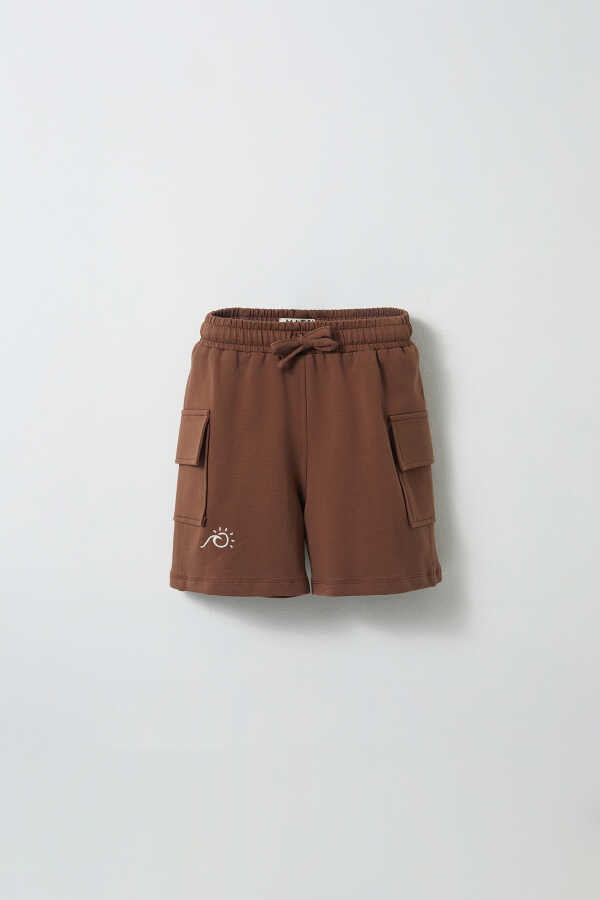 Brown Pocket Flap Shorts - 1