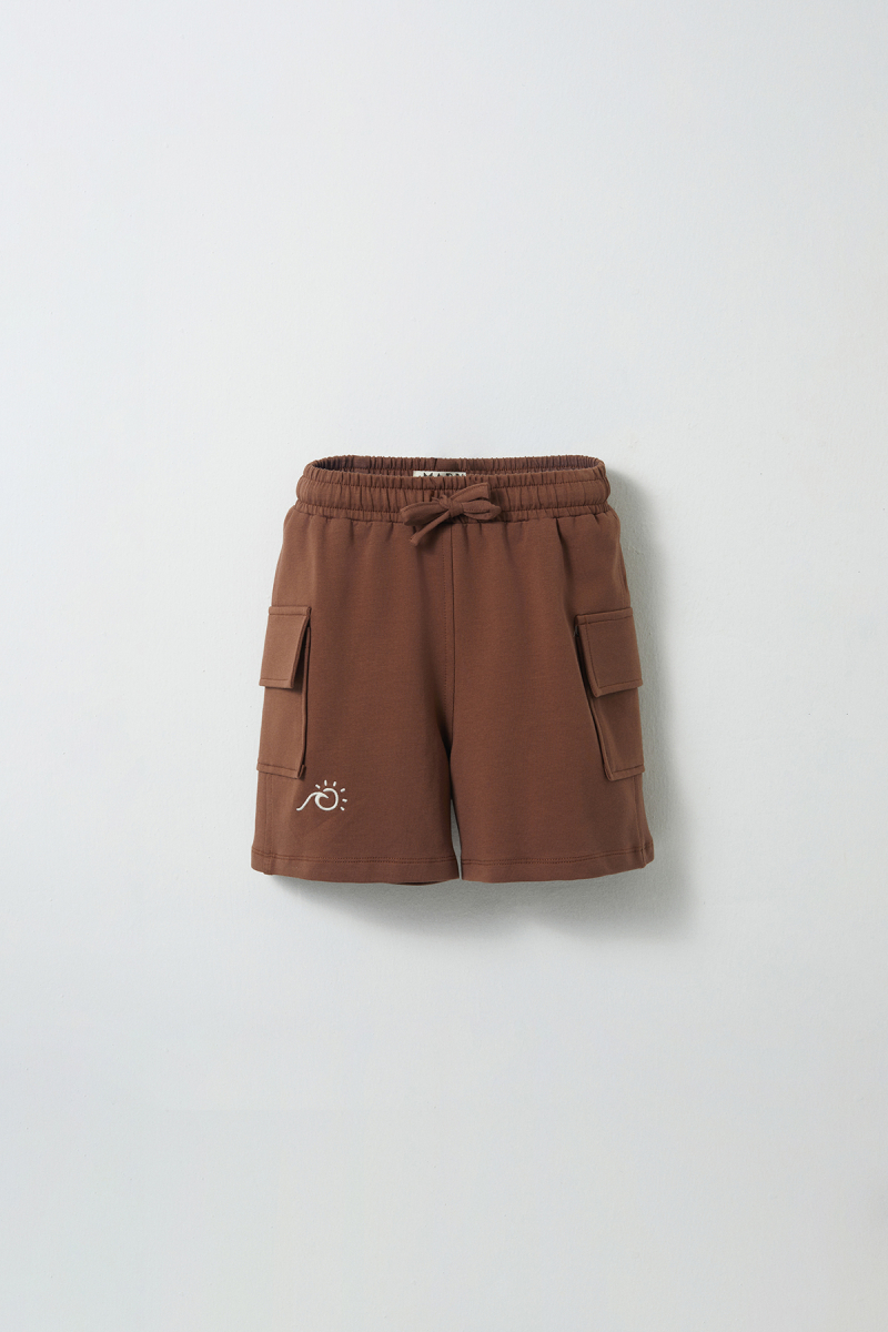 Brown Pocket Flap Shorts - 1