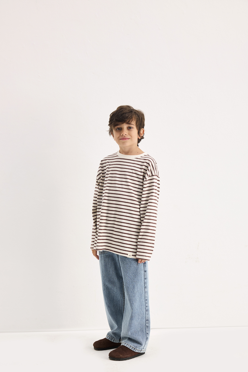 Brown Striped Long Sleeve T-shirt - 5