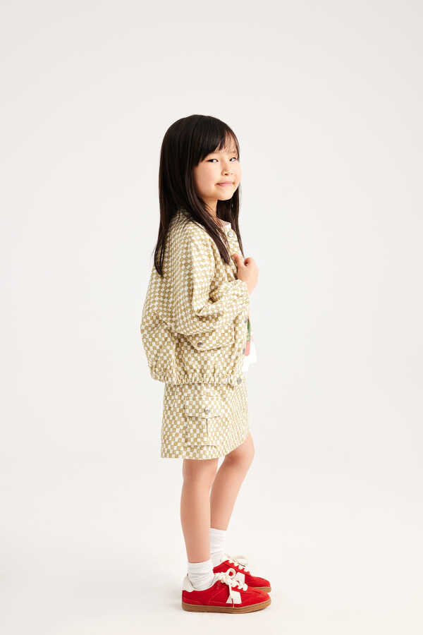 Checkered Patterned Bomber Jacket - 4