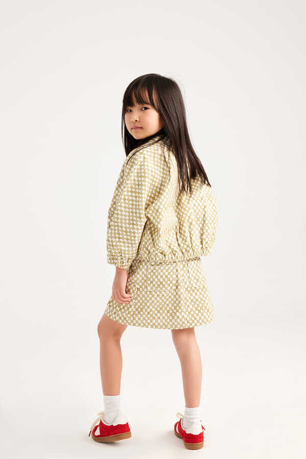 Checkered Patterned Bomber Jacket - 5