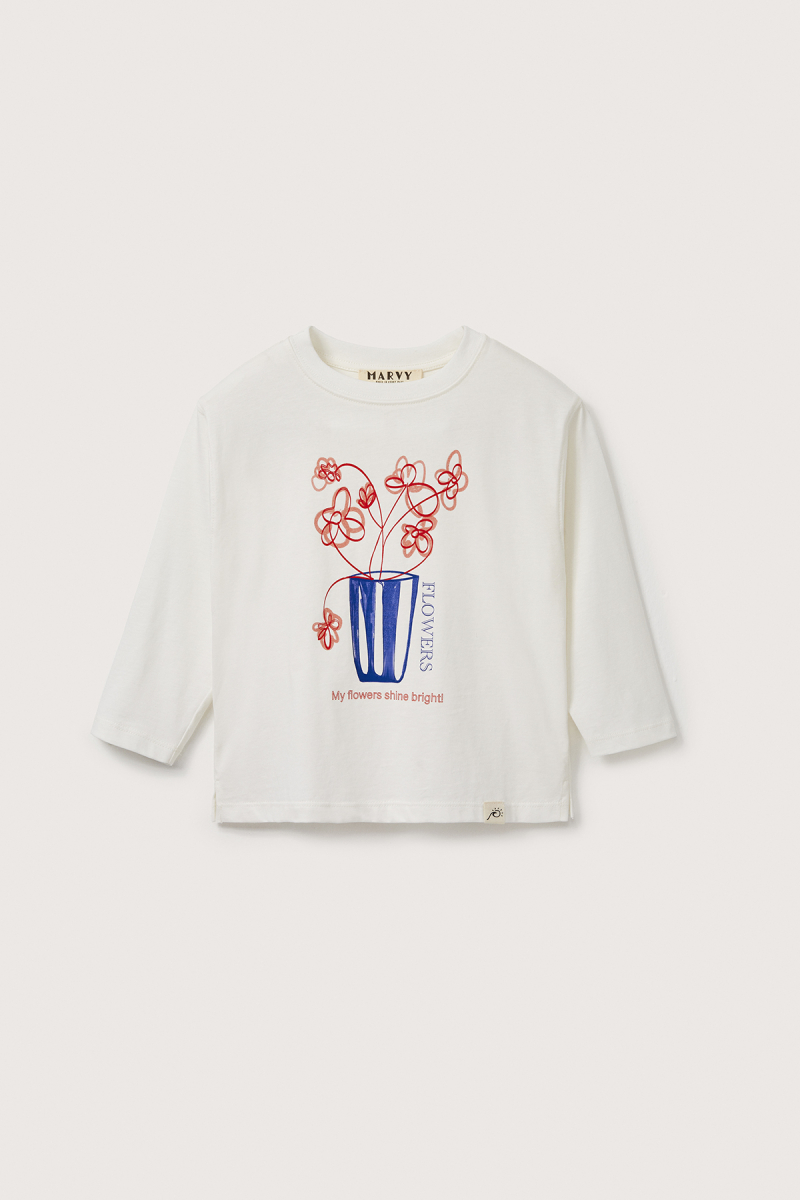 Çiçek Baskılı Uzun Kollu Tshirt - 1