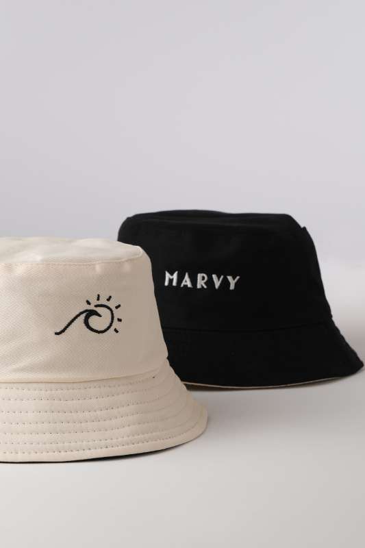 Double Faced Black-Beige Bucket Hat 