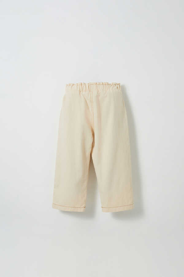 Ecru Color Cotton Carrot Pants - 3