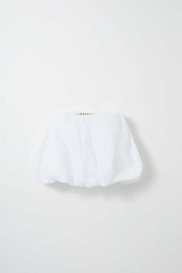 Ecru Cotton Mini Balloon Skirt - 2