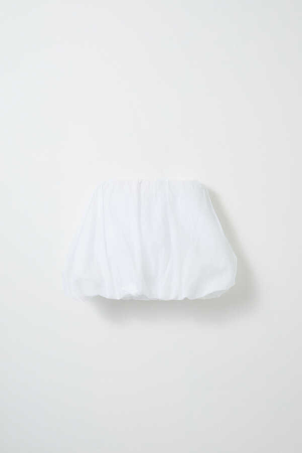 Ecru Cotton Mini Balloon Skirt - 4