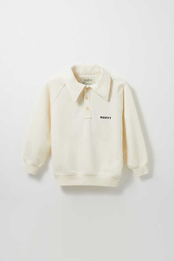 Ecru Embroidered Detailed Raglan Sleeve Sweatshirt - 2