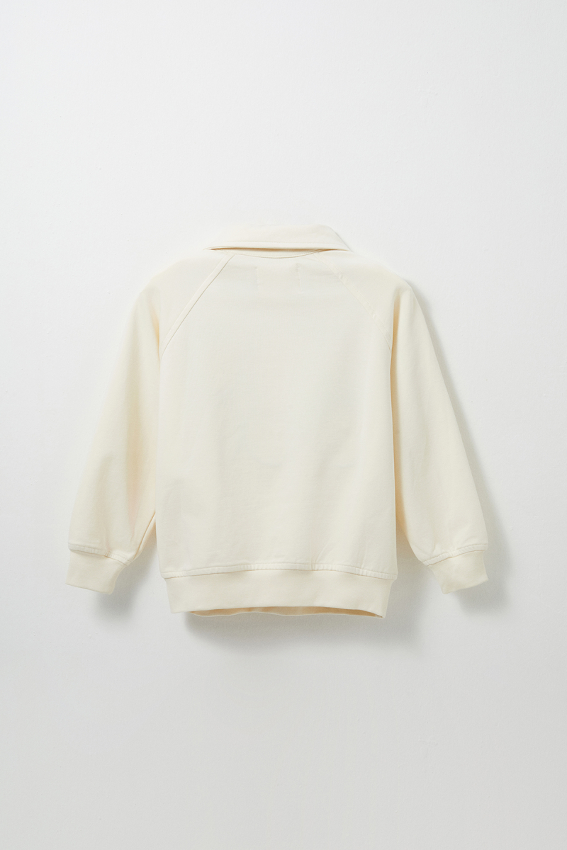 Ecru Embroidered Detailed Raglan Sleeve Sweatshirt - 6