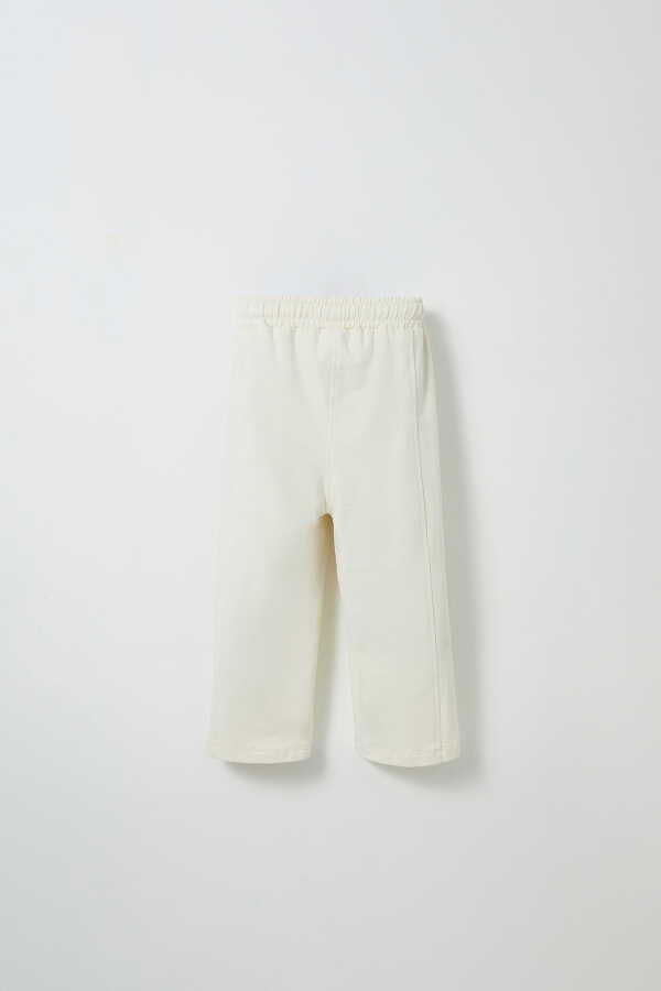 Ecru Embroidered Detailed Relaxed Leg Trousers - 3