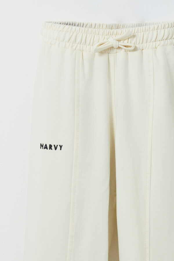Ecru Embroidered Detailed Relaxed Leg Trousers - 2