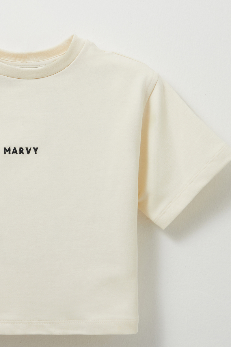 Ecru Embroidery Detailed Lightweight Short Cut T-shirt - 2