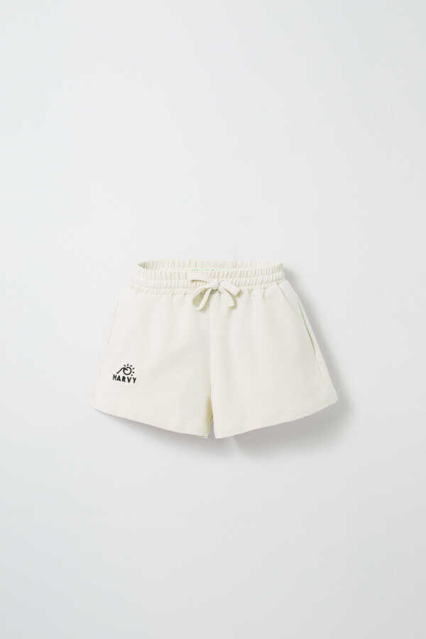 Ecru Embroidery Detailed Shorts - 1
