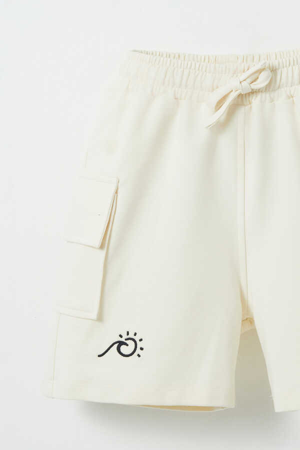 Ecru Pocket Flap Shorts - 3