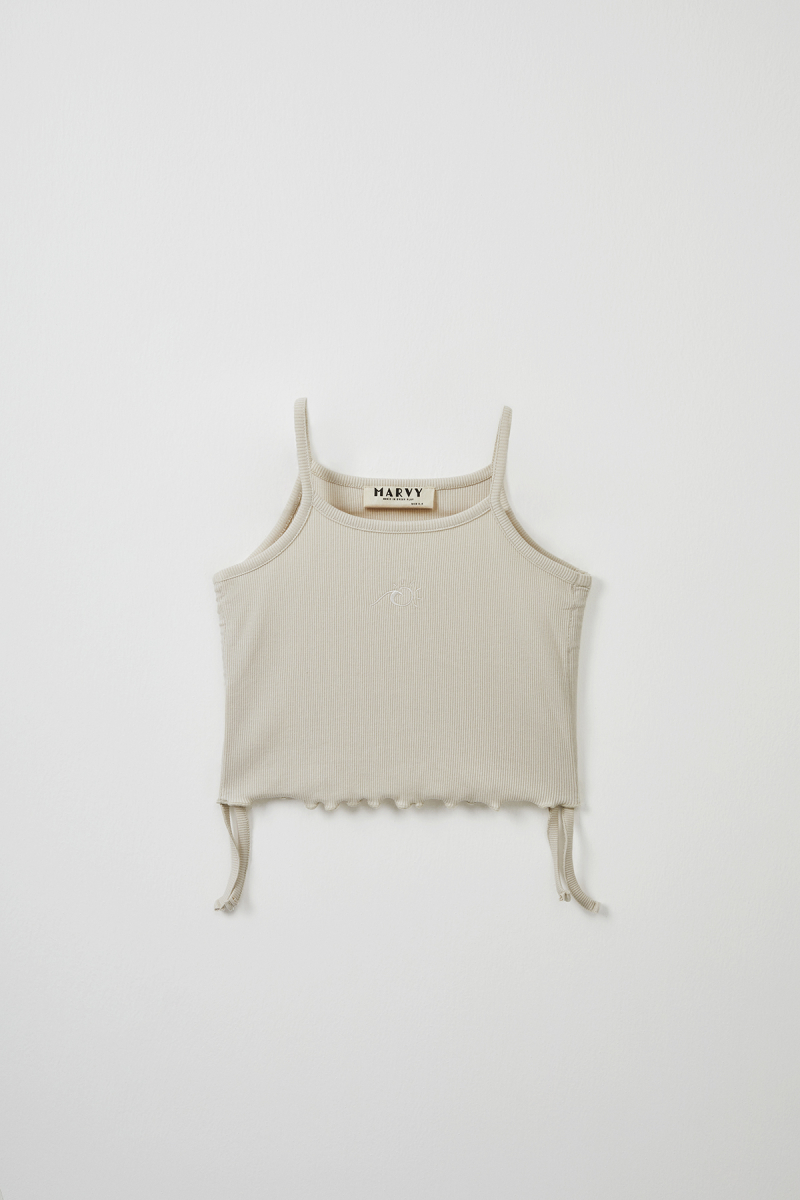 Ecru Ribbed Strap Blouse - Mini Shorts - 1