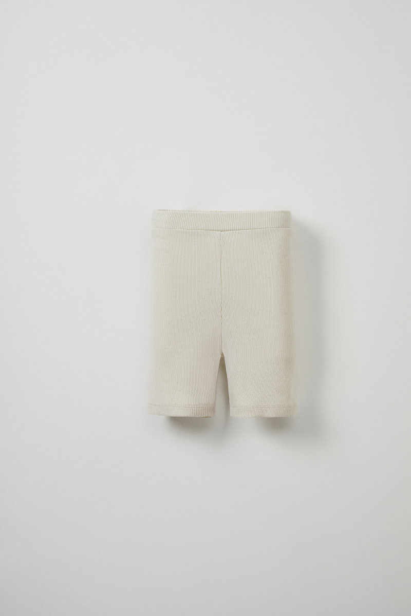 Ecru Ribbed Strap Blouse - Mini Shorts - 2