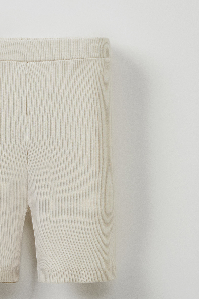 Ecru Ribbed Strap Blouse - Mini Shorts - 5