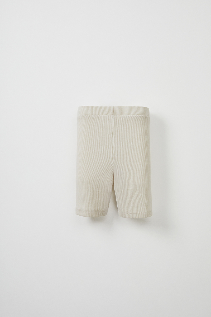 Ecru Ribbed Strap Blouse - Mini Shorts - 6