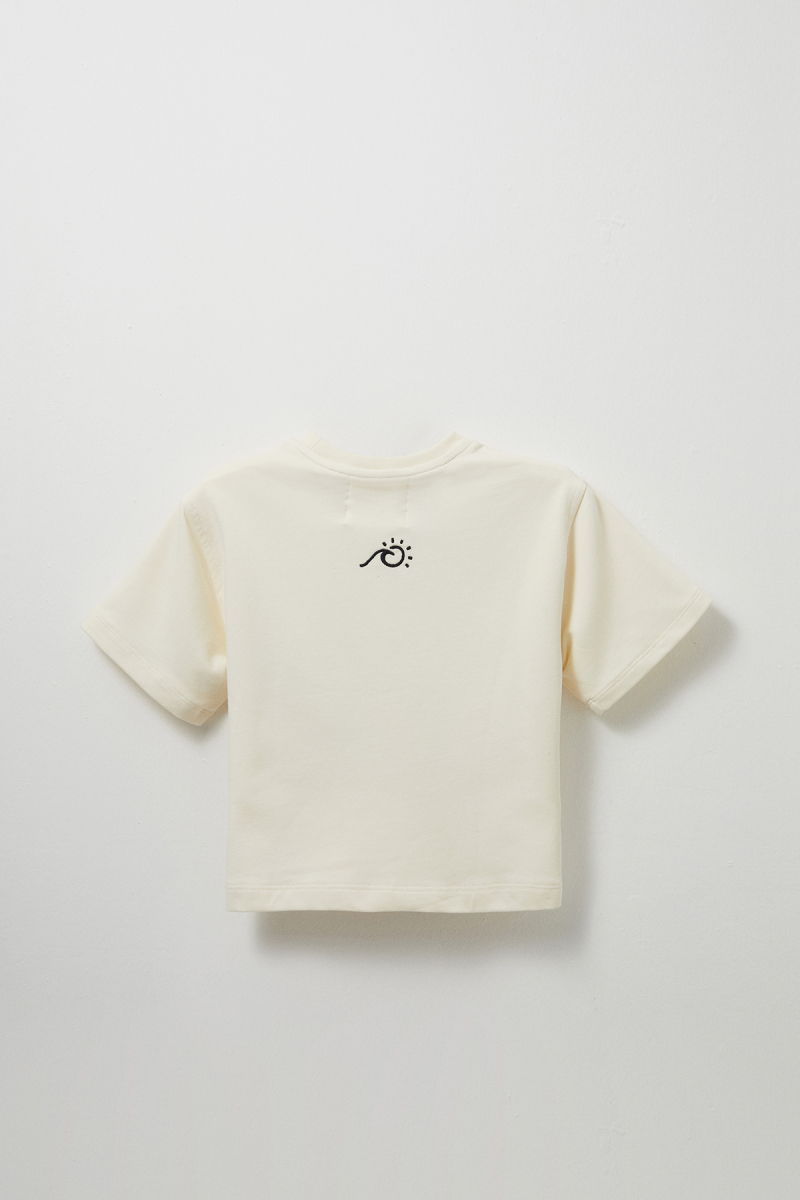 Ekru Nakış Detaylı Oversize Tshirt - 2