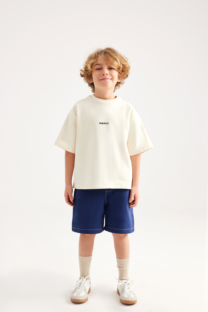 Ekru Nakış Detaylı Oversize Tshirt - 3