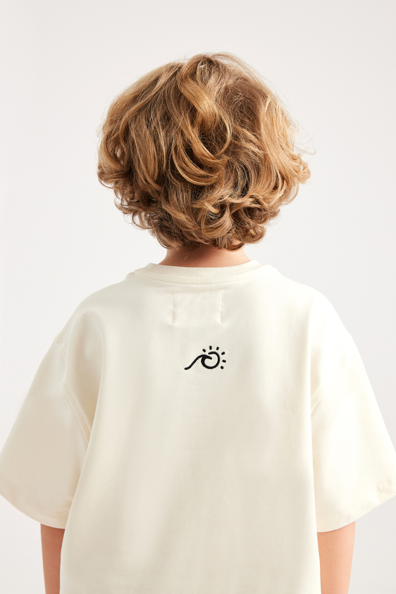 Ekru Nakış Detaylı Oversize Tshirt - 7