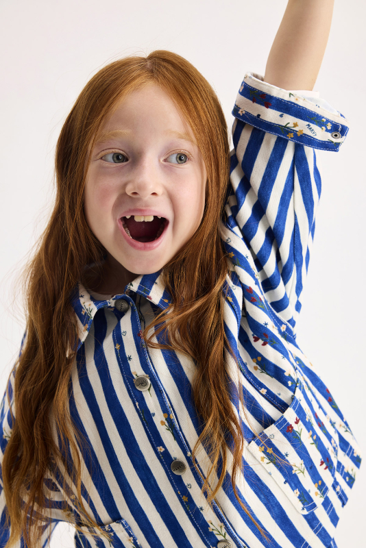 Finn Çiçekli - Çizgili Mini Ceket - Marvy Kids