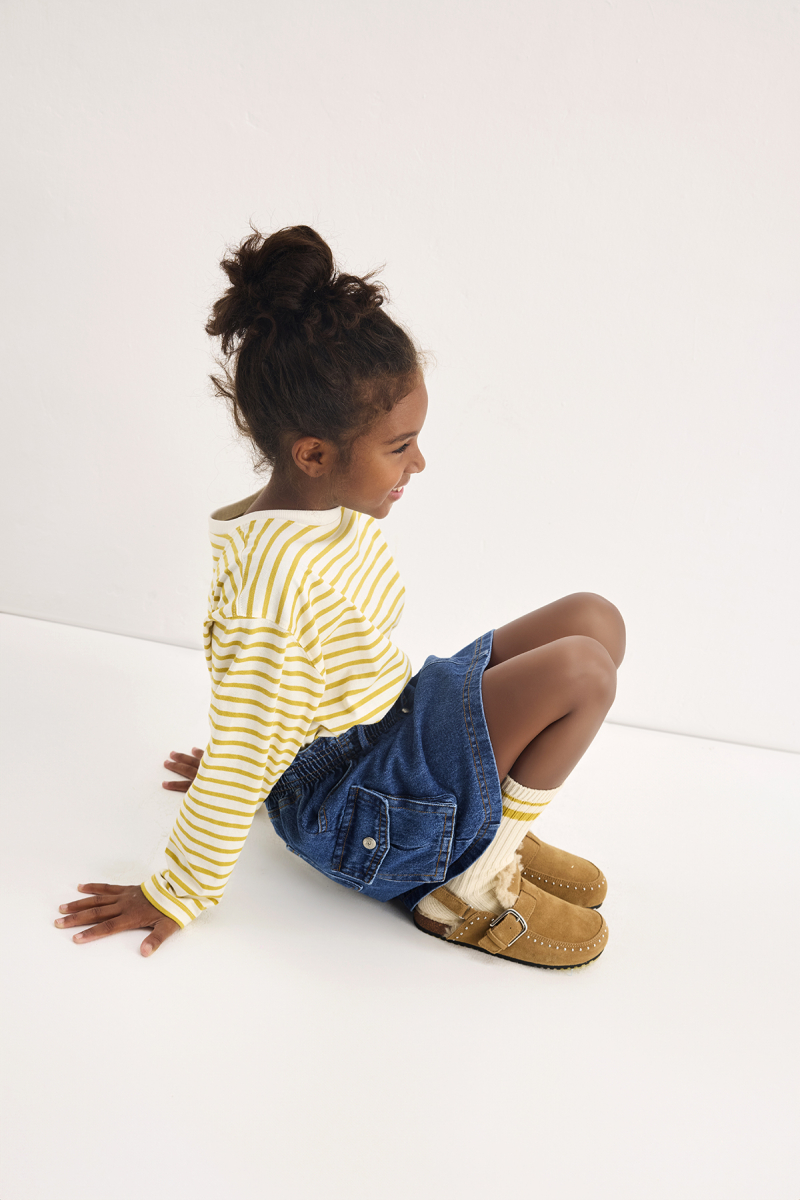 Hardal Çizgili Uzun Kollu Tshirt - 5