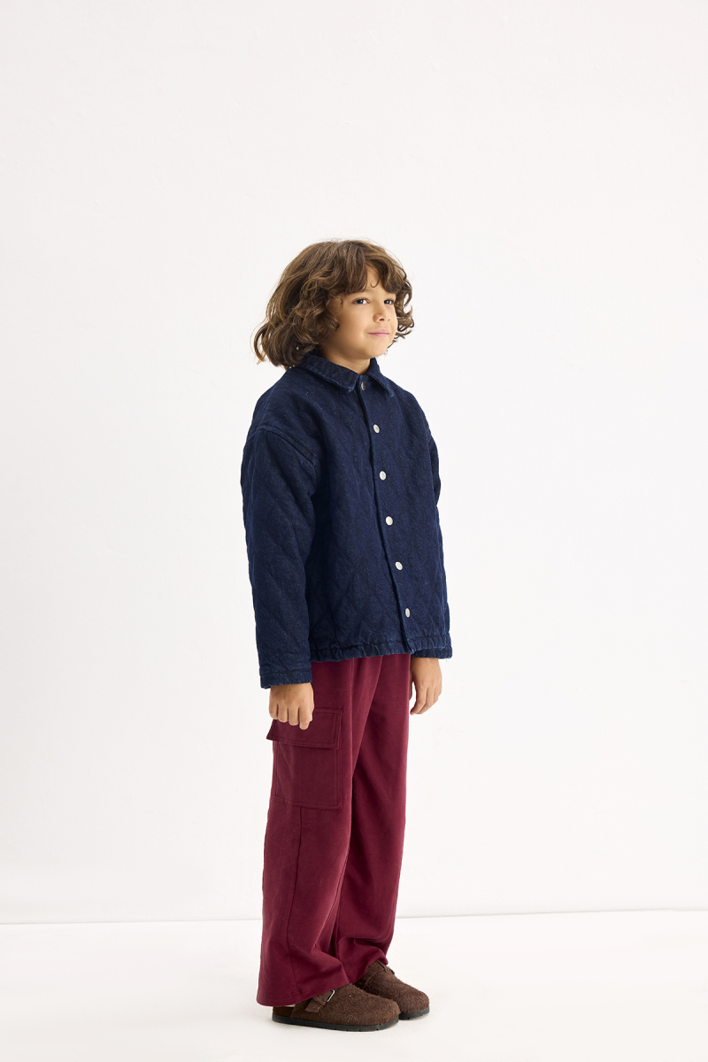 Indigo Denim Kapitone Ceket - 4