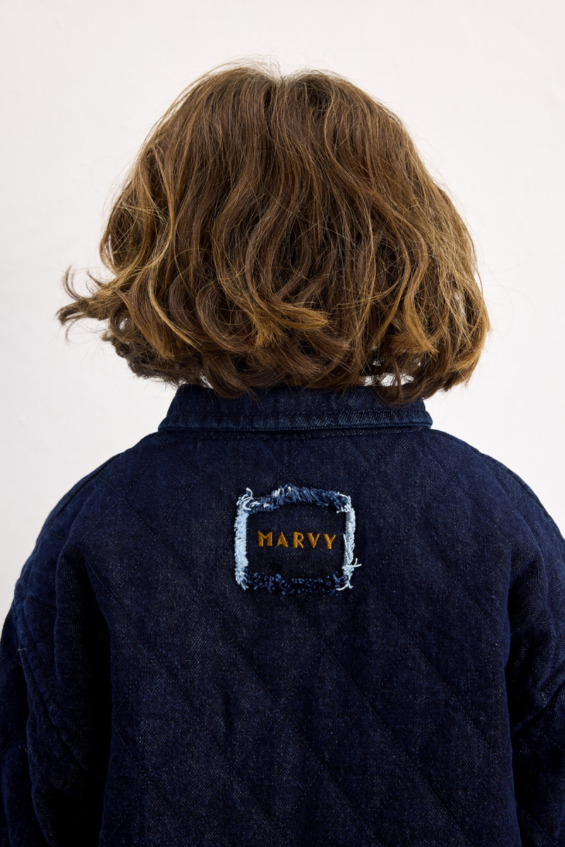 Indigo Denim Kapitone Ceket - 5