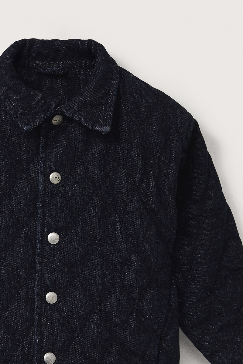 Indigo Denim Kapitone Ceket - 7