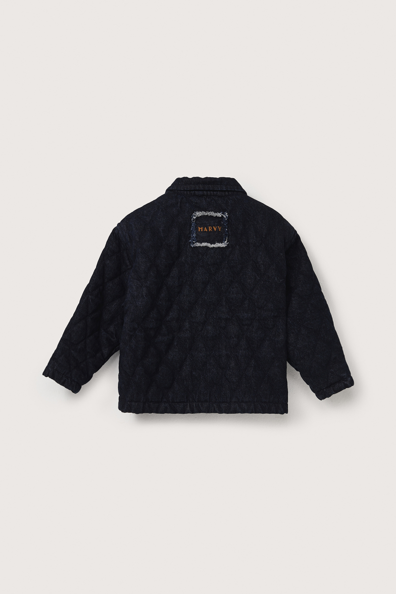 Indigo Denim Kapitone Ceket - 8