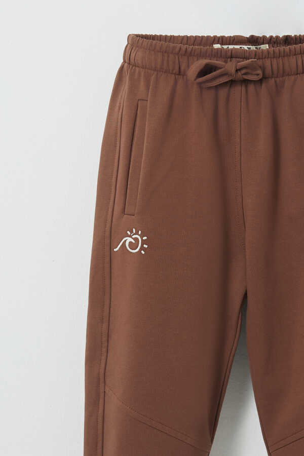 Kahverengi Nakış Detaylı Jogging Pantolon - 2