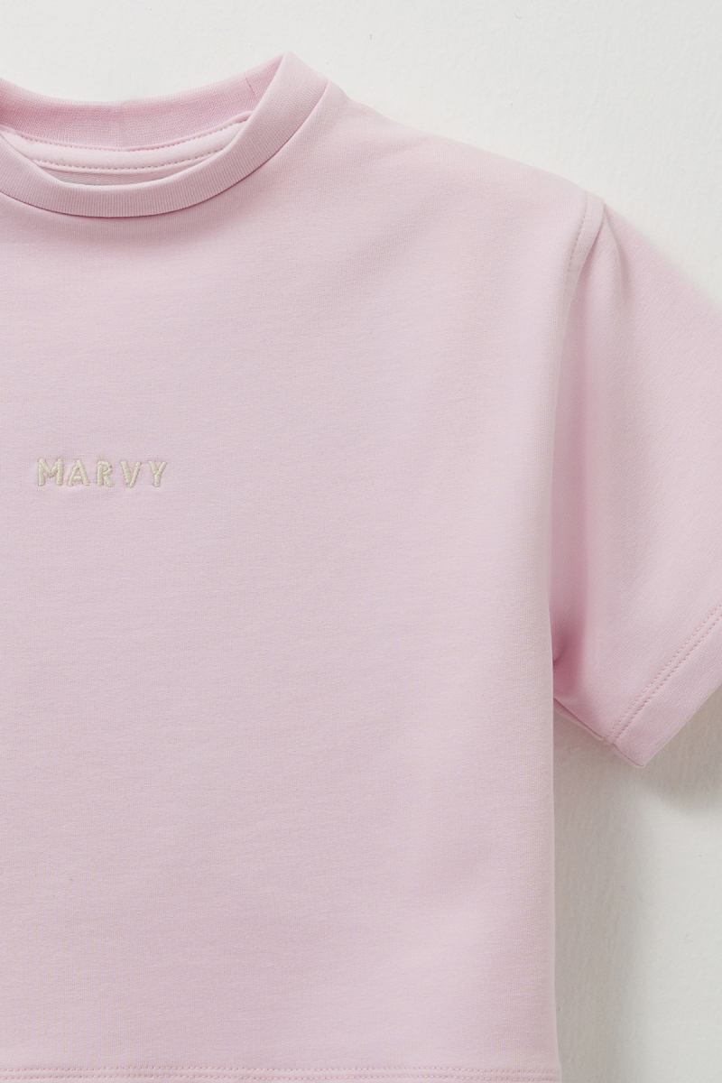Lilac Embroidery Detailed Lightweight Short Cut T-shirt - 2
