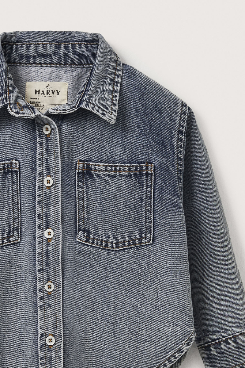 Noa Mavi Denim Gömlek - 7