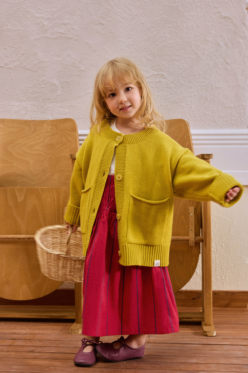 Oversized Wool Knit Cardigan Yellow - 1