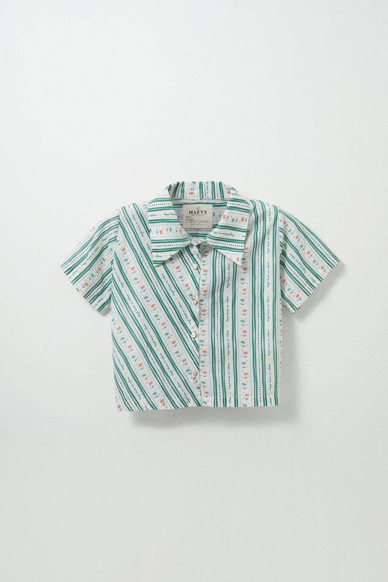 Palm Patterned Shirt Short Set - 1