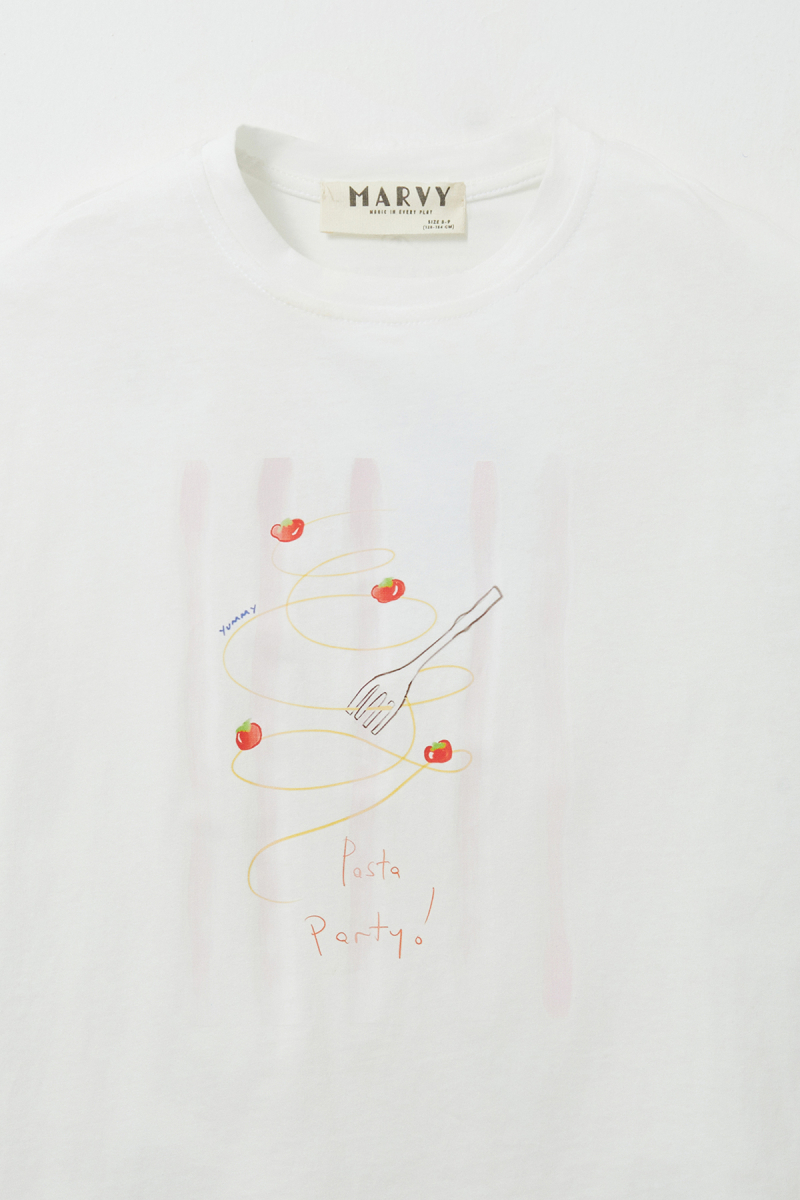 Pasta Party Baskılı Crop Tshirt - 2